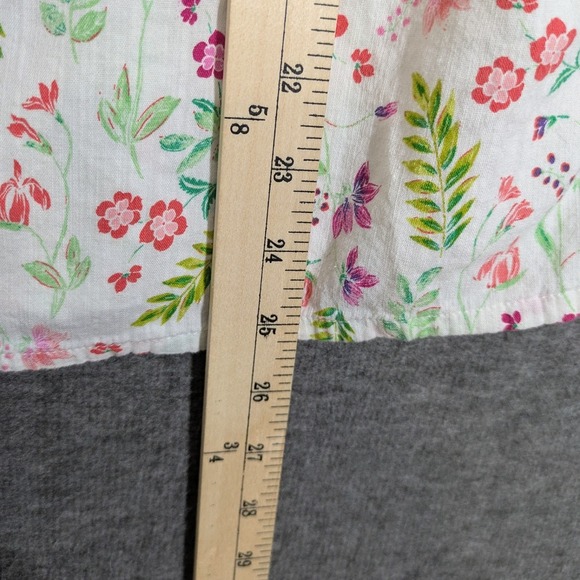 St Johns Bay White Floral Women's Round Neck‎ Peasant Style Blouse Size L - Picture 5 of 7